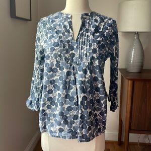 Boden Blouse Mandarin Collar Puffed Bell Sleees